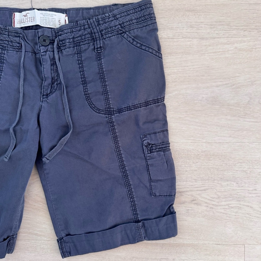 Hollister Vintage 2008 Cargo Shorts Blue Y2K Size 5 Women's Juniors Bermuda - Picture 4 of 10